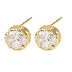 Boucles d'oreilles en laiton zircon cubique micro pavé clair&nbsp;EJEW-C174-02H-G