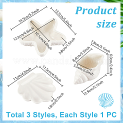 3 stücke 3 arten seestern muschelförmigen porzellan schmuck platte&nbsp;AJEW-PH0007-35