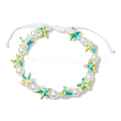 Braccialetti di perline intrecciate in turchese sintetico tinto e plastica ABS con perle finte per donna&nbsp;BJEW-JB11906