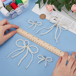 2 Paar 2 Stile Bowknot Kunststoff Imitation Perle Schuh Charms&nbsp;DIY-FG0006-80