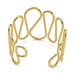 Bracelets manchette ouverts en acier inoxydable 202 avec placage sous vide PVD pour femmes&nbsp;BJEW-M317-01B-G