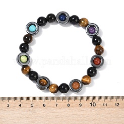 Braccialetti elastici con perline di pietre preziose miste naturali e sintetiche per donne e uomini&nbsp;BJEW-Q031-01A