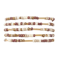 Ensemble de bracelets extensibles en perles de verre 5pcs&nbsp;BJEW-JB09576