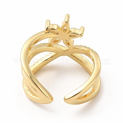 Fleur de zircone cubique avec anneau de manchette ouvert entrecroisé&nbsp;RJEW-G281-06G