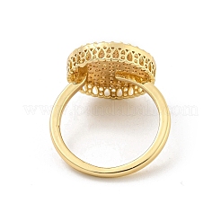 Anelli da dito piatti rotondi in ottone con micro pavé di zirconi trasparenti&nbsp;RJEW-G309-41G