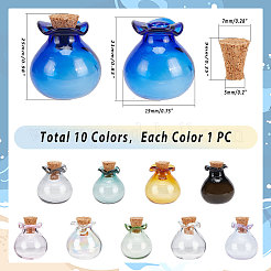 10 stücke 10 farben glückstasche form glas korken flaschen ornament&nbsp;AJEW-PH0004-64