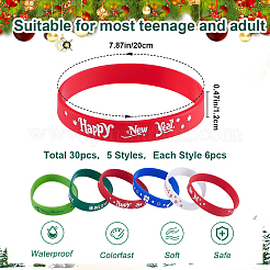 30 Stück Silikon-Armbänder mit Weihnachtsmotiven in zwei Farben&nbsp;BJEW-CN0001-08