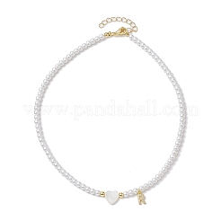 Colliers avec pendentif en forme de lettre en laiton&nbsp;NJEW-JN04771-18