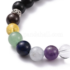 Stretch-Armband mit runden Perlen aus natürlichem Obsidian und gemischten Steinen&nbsp;BJEW-JB07060