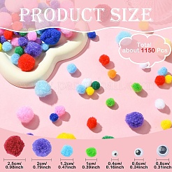 1150 Stück Pompom-Garn-Pom-Pom-Bälle und Wackelaugen-Cabochons.&nbsp;DIY-YW0012-27