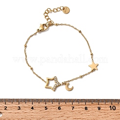 Braccialetti a maglie in acciaio inossidabile 304 con micro pavé di strass per donna&nbsp;BJEW-Z140-04G