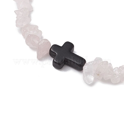 Braccialetti elastici in quarzo rosa naturale per donne e uomini&nbsp;BJEW-JB11341-12