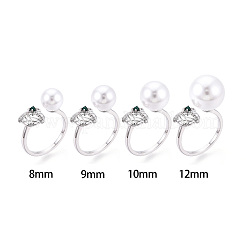 Bague manchette en laiton micro pavée de zircons cubiques transparents et de verre en forme de boîte cadeau&nbsp;KK-T076-44P