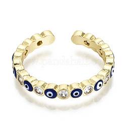 Messing Micro Pave klare Manschettenringe aus Zirkonia&nbsp;RJEW-T016-07G-NF