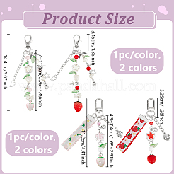 4 pendentif décoratif en forme de fraise&nbsp;HJEW-PH0001-98