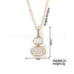 Messing-Pavé-Halsketten mit Anhänger in Kürbisform mit klarem Zirkonia für Damen&nbsp;YJ8780