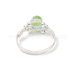 8 bague en verre électrolytique transparent pour femme&nbsp;RJEW-JR00921-02