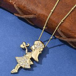 Collane con pendente in ottone micro pavé di zirconi chiari&nbsp;NJEW-M084-01G-02