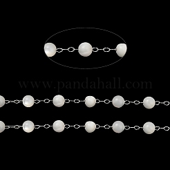 Chaînes de perles rondes en coquillage naturel&nbsp;CHS-B004-07P