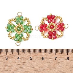 7 pièce de breloques connecteurs en forme de fleur en verre électroplaqué à 7 couleurs chakra&nbsp;PALLOY-MZ01297