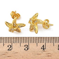 Boucles d'oreilles en laiton zircon cubique micro pavé clair&nbsp;EJEW-A145-03D-G
