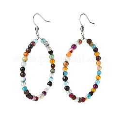 Perline di agata naturale orecchini pendenti con anello grande per donna ragazza&nbsp;EJEW-JE04652