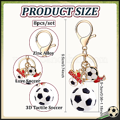 8 chaussure de football en PVC et alliage émaillé avec pendentif décoratif « J'aime le football »&nbsp;KEYC-PH01645