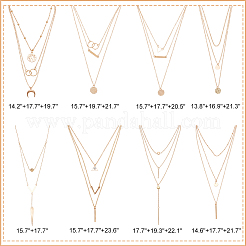 8 ensemble de colliers à 8 couches avec chaînes en alliage de 3 styles&nbsp;NJEW-AN0001-01