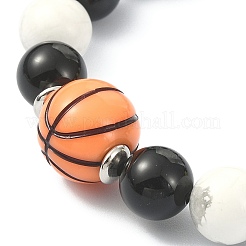 Bracciali elasticizzati con perline di onice nero naturale e howlite&nbsp;BJEW-TA00332