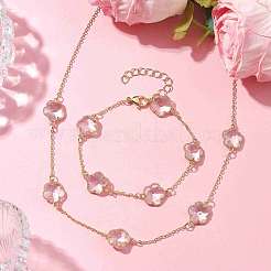 Sets aus Armbändern und Halsketten mit Glasblumengliedern&nbsp;SJEW-JS01293