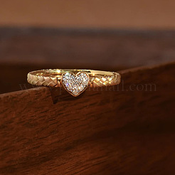 Herz 925 Sterling Silber Mikro Pavé klare Zirkonia Fingerringe&nbsp;FS-WGC3F33-03