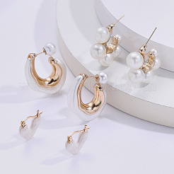 3 paire de boucles d'oreilles à tige et créoles en alliage émaillé&nbsp;FS-WGBDBEE-01