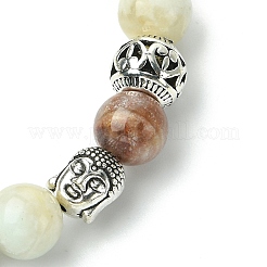 Natürliche Blumen Amazonit Perlen Stretch Armbänder&nbsp;BJEW-JB03849-02