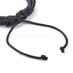 Braccialetti multifilo a triplo strato in pelle PU e cordoncini cerati&nbsp;BJEW-G709-01B