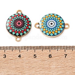 Ciondoli a maglie piatte rotonde in lega smaltata con stampa mandala floreale.&nbsp;FIND-G118-02G