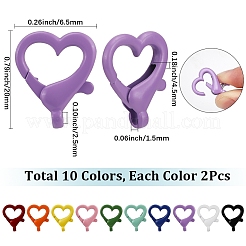 20 Stück 10 Farben Sprühdruck Karabinerverschlüsse aus Legierung&nbsp;FIND-SC0017-42