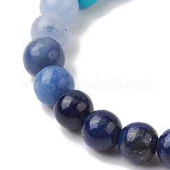 Braccialetti elastici con perline rotonde in avventurina blu naturale e pietre preziose miste per le donne&nbsp;BJEW-JB11056-04