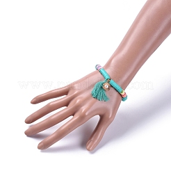 Bracciali elasticizzati fatti a mano in perle di argilla polimerica&nbsp;BJEW-JB05088-05