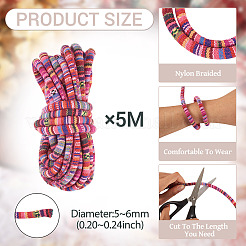 Cordini rotondi intrecciati in nylon in stile etnico da 5 m&nbsp;OCOR-TA0003-21C