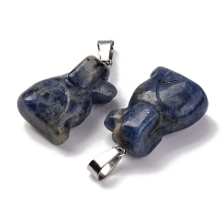 Pendentifs en jaspe tache bleue naturelle&nbsp;G-B127-07P-02