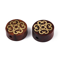 Natürliche Sandelholz-Mala und Messing-Finding-Perlen&nbsp;WOOD-T032-33B