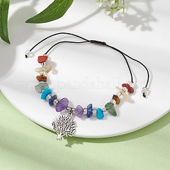 Bracelets de perles tressées avec pierres précieuses naturelles et synthétiques chakra&nbsp;BJEW-JB09824-02