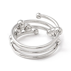 Anello per dito avvolgente a doppio strato con perline rotanti in ottone&nbsp;RJEW-H102-06P