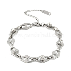 304 Edelstahl Micro Pave Zirkonia Gliederkettenarmbänder für Damen&nbsp;BJEW-P393-01P