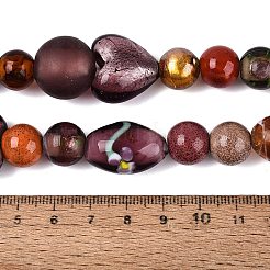 Verre à feuille fait main avec des rangs de perles filées au sable doré&nbsp;FOIL-Q002-08E