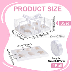6 Stück faltbare Cupcake-Aufbewahrungsboxen aus Papier mit durchsichtigem Deckel&nbsp;CON-UN0001-05A
