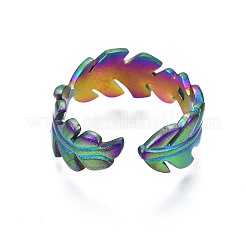 Anello polsino avvolto in foglia in acciaio inossidabile 304&nbsp;RJEW-N038-060