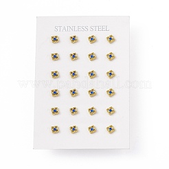 Capriblaue quadratische Ohrstecker mit Strassen&nbsp;EJEW-P212-25G