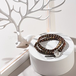 Perline rotonde in agata foresta pluviale naturale 2 bracciale avvolgente grezzo&nbsp;BJEW-JB07169-05