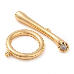 Knebelverschlüsse aus Messing mit durchsichtigem Kubisch Zirkonia-Pavé&nbsp;KK-M270-01G